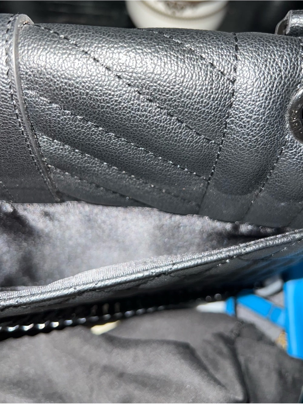 Black Quilted Chevron Leather Envelope Bag - Picture 3 of 4